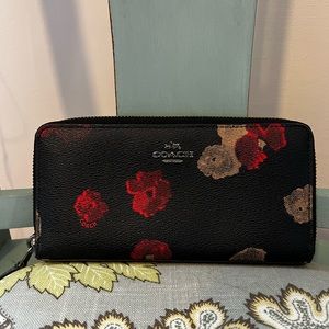 Coach floral zip around wallet